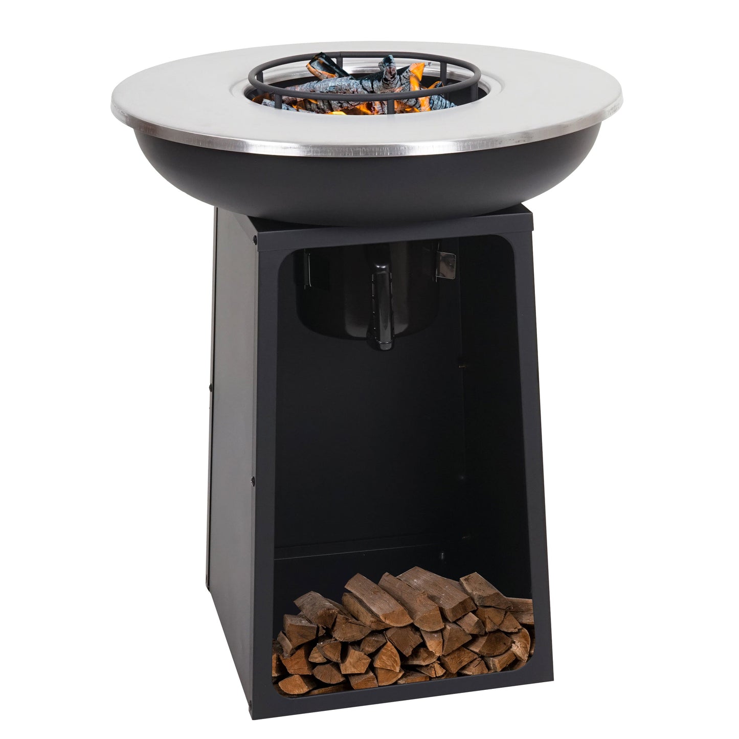 Cosmo Casa - Vuurschaal met Grillplaat - Vuurkorf BBQ Buiten - Staal & RVS - Ø 59 cm - Zwart