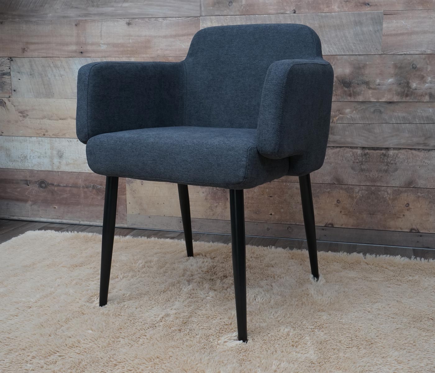 Cosmo Casa - Eetkamerstoel - Gestoffeerd met Armleuningen - Textiel & Metaal - Antraciet