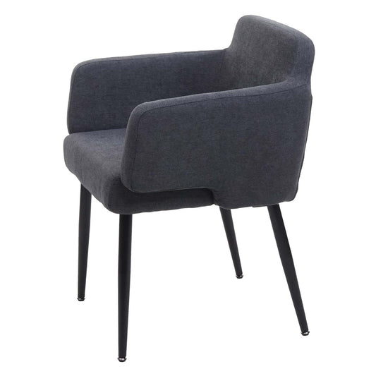 Cosmo Casa - Eetkamerstoel - Gestoffeerd met Armleuningen - Textiel & Metaal - Antraciet