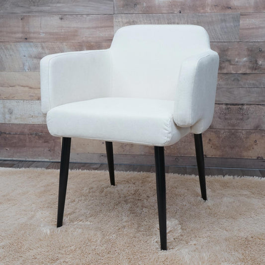 Cosmo Casa - Eetkamerstoel - Gestoffeerd met Armleuningen - Textiel & Metaal - Crèmewit