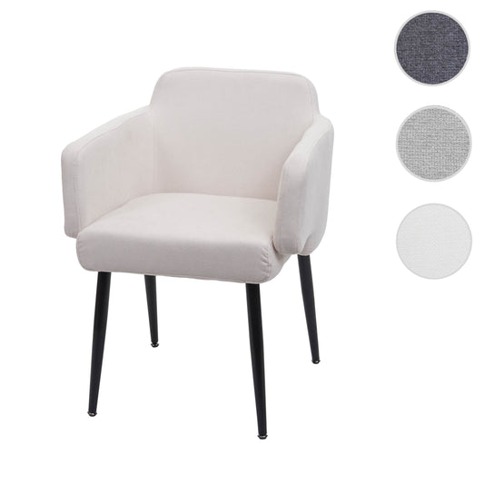 Cosmo Casa - Eetkamerstoel - Gestoffeerd met Armleuningen - Textiel & Metaal - Crèmewit