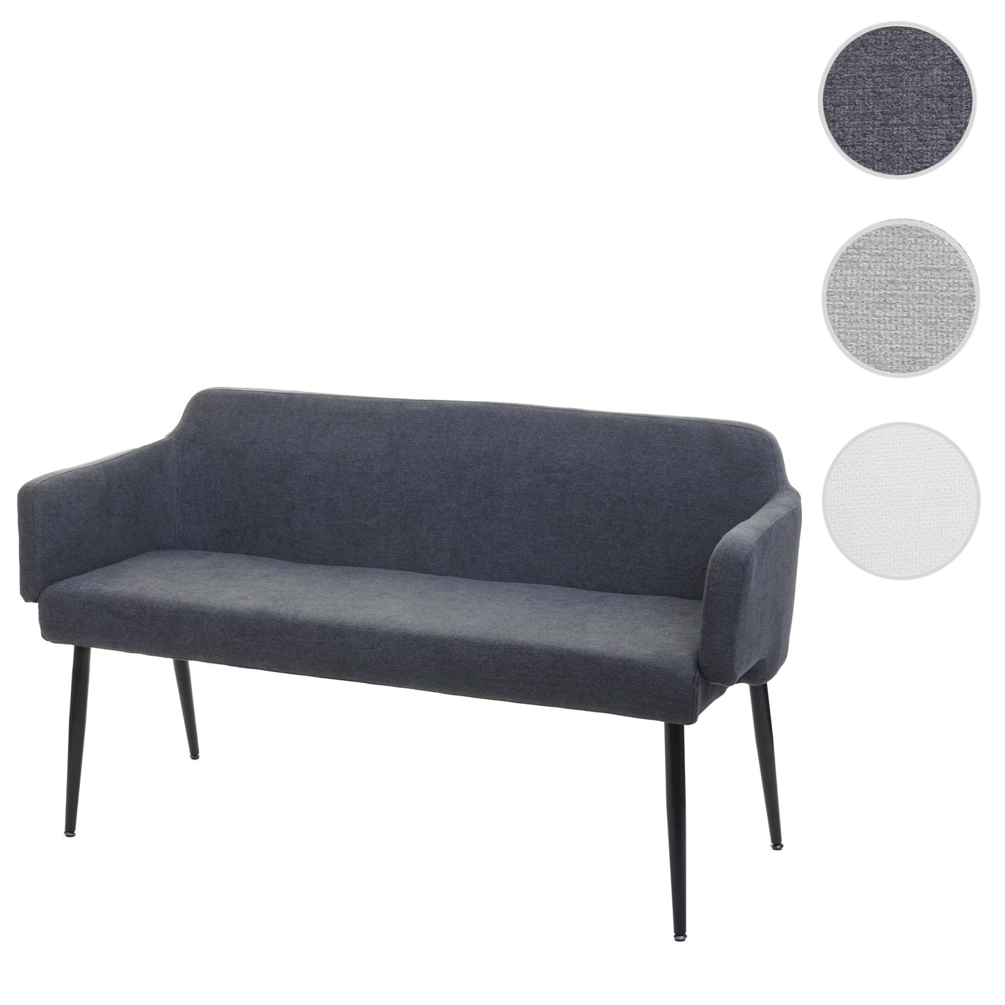 Cosmo Casa - Bank - Gestoffeerd - Textiel - Antraciet - 133 cm