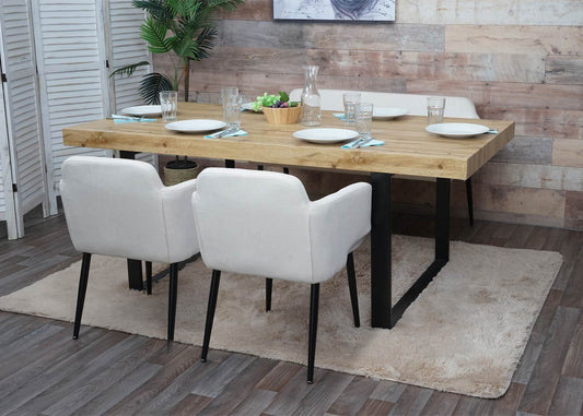 Cosmo Casa - Eetkamerset van 2 Stoelen en Bank - Eetkamergroep - Textiel - Crèmewit