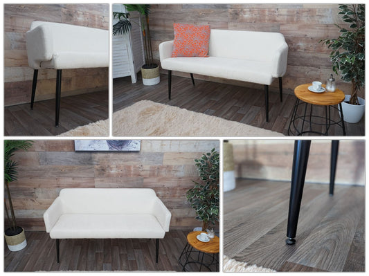 Cosmo Casa - Bank - Gestoffeerd - Textiel - Crèmewit - 133 cm