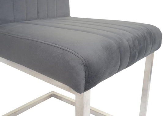 Cosmo Casa - Set van 2 Sledestoelen - Bezoekers- & Vergaderstoel - Fluweel & Geborsteld RVS - Donkergrijs