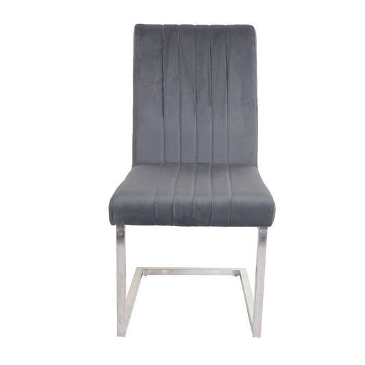 Cosmo Casa - Set van 2 Sledestoelen - Bezoekers- & Vergaderstoel - Fluweel & Geborsteld RVS - Donkergrijs