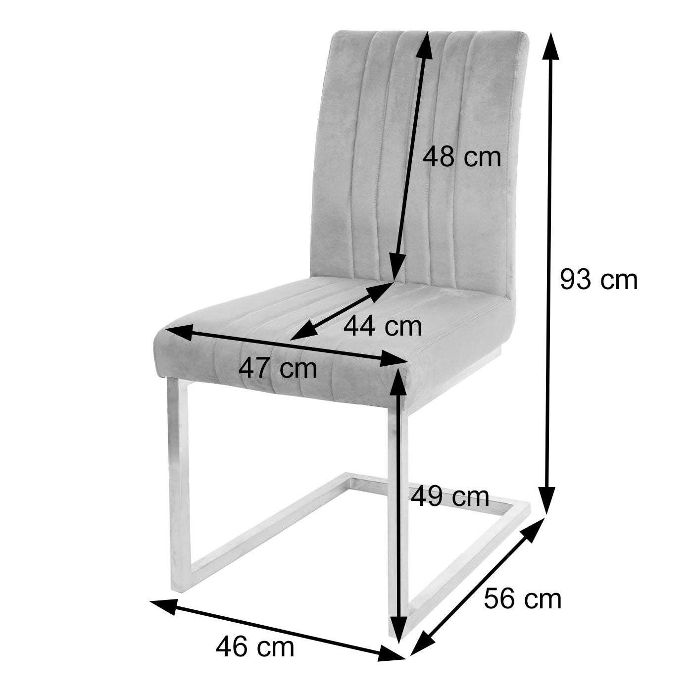 Cosmo Casa - Set van 2 Sledestoelen - Bezoekers- & Vergaderstoel - Fluweel & Geborsteld RVS - Turkooisblauw