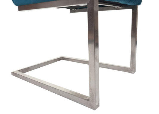 Cosmo Casa - Set van 2 Sledestoelen - Bezoekers- & Vergaderstoel - Fluweel & Geborsteld RVS - Turkooisblauw