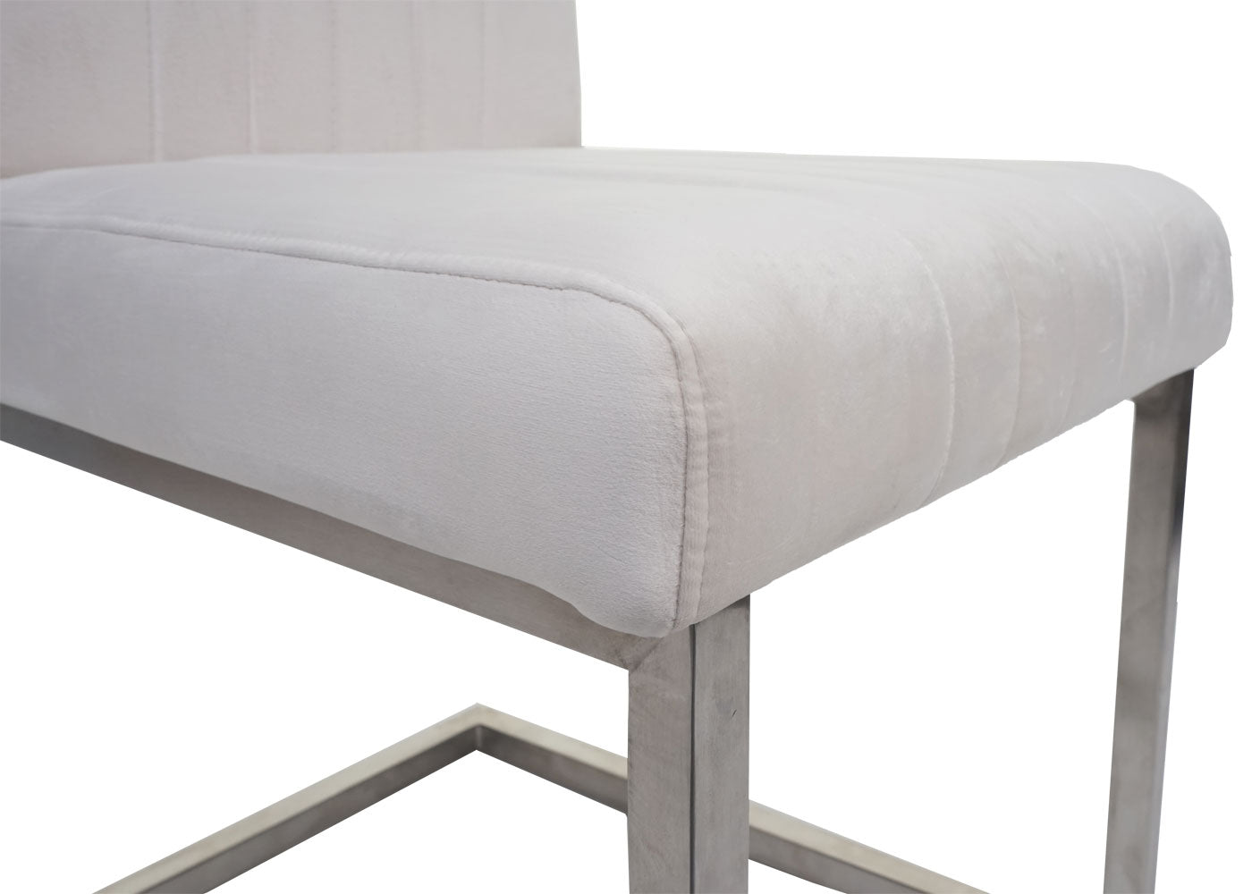 Cosmo Casa - Set van 2 Sledestoelen - Bezoekers- & Vergaderstoel - Fluweel & Geborsteld RVS - Crèmewit