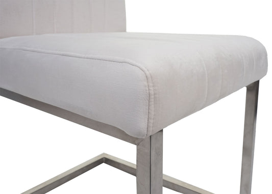 Cosmo Casa - Set van 2 Sledestoelen - Bezoekers- & Vergaderstoel - Fluweel & Geborsteld RVS - Crèmewit