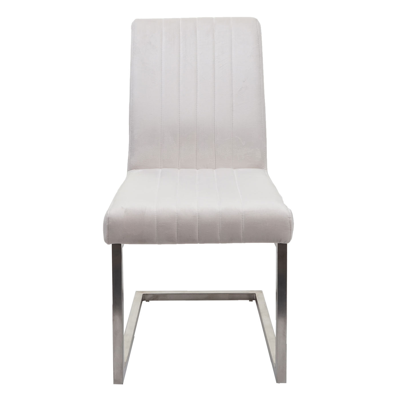 Cosmo Casa - Set van 2 Sledestoelen - Bezoekers- & Vergaderstoel - Fluweel & Geborsteld RVS - Crèmewit