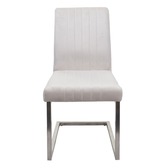 Cosmo Casa - Set van 2 Sledestoelen - Bezoekers- & Vergaderstoel - Fluweel & Geborsteld RVS - Crèmewit