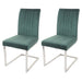 Cosmo Casa - Set van 2 Sledestoelen - Bezoekers- & Vergaderstoel - Fluweel & Geborsteld RVS - Groen