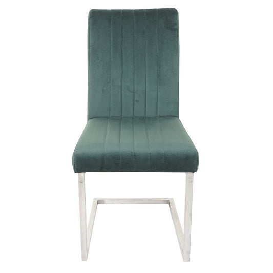 Cosmo Casa - Set van 2 Sledestoelen - Bezoekers- & Vergaderstoel - Fluweel & Geborsteld RVS - Groen
