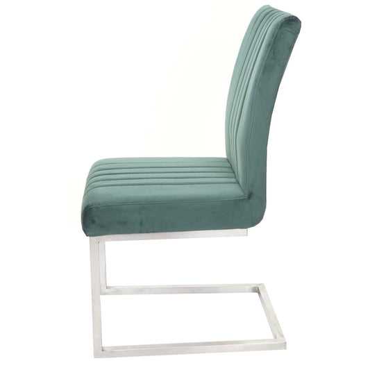 Cosmo Casa - Set van 2 Sledestoelen - Bezoekers- & Vergaderstoel - Fluweel & Geborsteld RVS - Groen