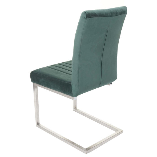 Cosmo Casa - Set van 2 Sledestoelen - Bezoekers- & Vergaderstoel - Fluweel & Geborsteld RVS - Groen