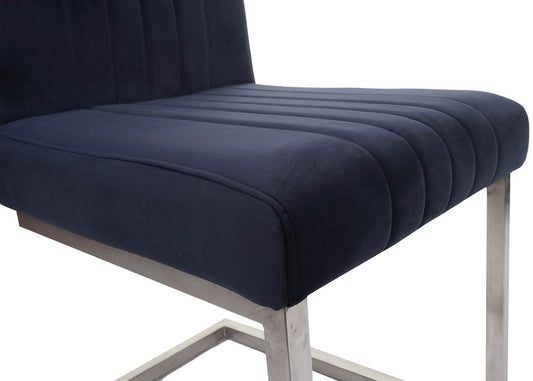 Cosmo Casa - Set van 2 Sledestoelen - Bezoekers- & Vergaderstoel - Fluweel & Geborsteld RVS - Antracietblauw