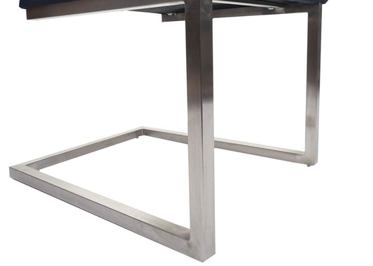 Cosmo Casa - Set van 2 Sledestoelen - Bezoekers- & Vergaderstoel - Fluweel & Geborsteld RVS - Antracietblauw