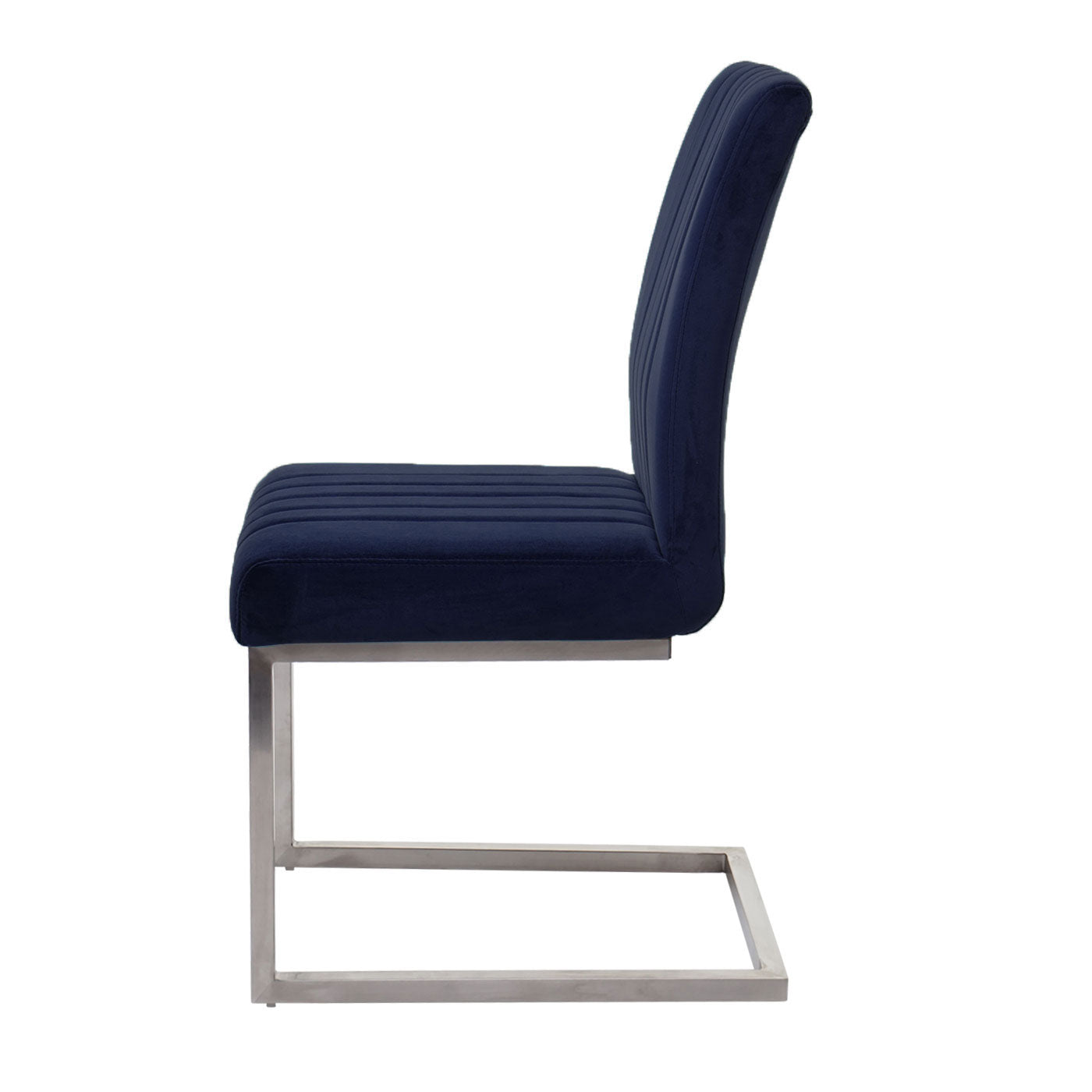 Cosmo Casa - Set van 2 Sledestoelen - Bezoekers- & Vergaderstoel - Fluweel & Geborsteld RVS - Antracietblauw
