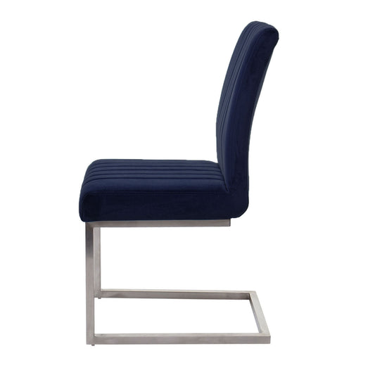 Cosmo Casa - Set van 2 Sledestoelen - Bezoekers- & Vergaderstoel - Fluweel & Geborsteld RVS - Antracietblauw