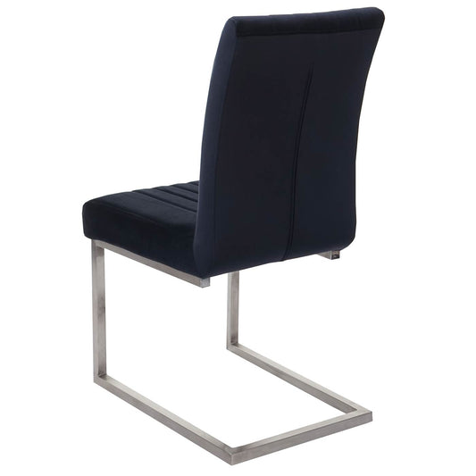 Cosmo Casa - Set van 2 Sledestoelen - Bezoekers- & Vergaderstoel - Fluweel & Geborsteld RVS - Antracietblauw