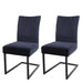 Cosmo Casa - Set van 2 Sledestoelen - Bezoekers- & Vergaderstoel - Fluweel & Gepoedercoat Staal - Antracietblauw