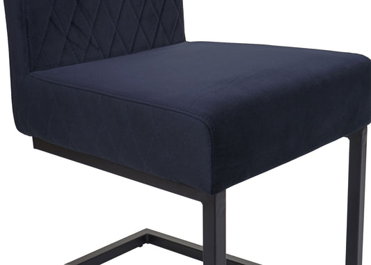 Cosmo Casa - Set van 2 Sledestoelen - Bezoekers- & Vergaderstoel - Fluweel & Gepoedercoat Staal - Antracietblauw