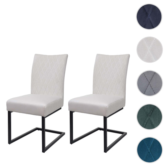 Cosmo Casa - Set van 2 Sledestoelen - Bezoekers- & Vergaderstoel - Fluweel & Gepoedercoat Staal - Crèmebeige