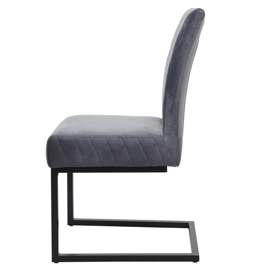 Cosmo Casa - Set van 2 Sledestoelen - Bezoekers- & Vergaderstoel - Fluweel & Gepoedercoat Staal - Donkergrijs