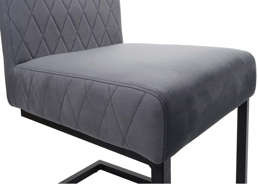 Cosmo Casa - Set van 2 Sledestoelen - Bezoekers- & Vergaderstoel - Fluweel & Gepoedercoat Staal - Donkergrijs