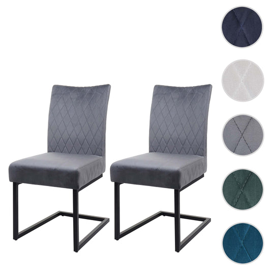 Cosmo Casa - Set van 2 Sledestoelen - Bezoekers- & Vergaderstoel - Fluweel & Gepoedercoat Staal - Donkergrijs