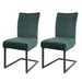 Cosmo Casa - Set van 2 Sledestoelen - Bezoekers- & Vergaderstoel - Fluweel & Gepoedercoat Staal - Groen