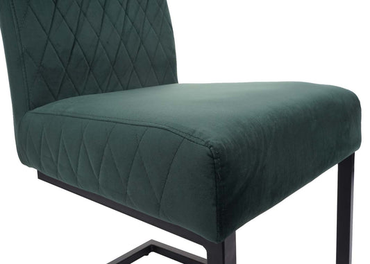 Cosmo Casa - Set van 2 Sledestoelen - Bezoekers- & Vergaderstoel - Fluweel & Gepoedercoat Staal - Groen