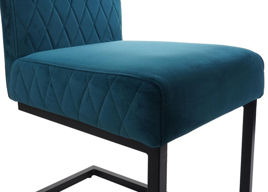 Cosmo Casa - Set van 2 Sledestoelen - Bezoekers- & Vergaderstoel - Fluweel & Gepoedercoat Staal - Turkooisblauw