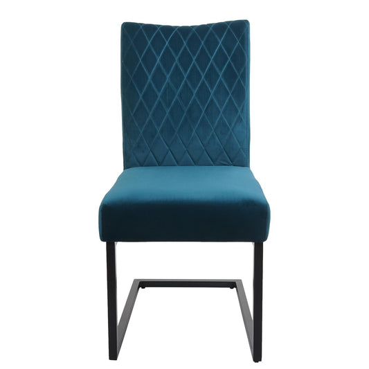 Cosmo Casa - Set van 2 Sledestoelen - Bezoekers- & Vergaderstoel - Fluweel & Gepoedercoat Staal - Turkooisblauw