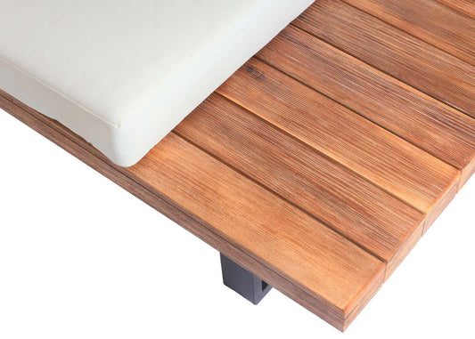 Cosmo Casa - Tuinset - Zitgroep Lounge - Gesponnen Poly & Acaciahout & Aluminium - Lichtbruin - Bekleding Crèmewit