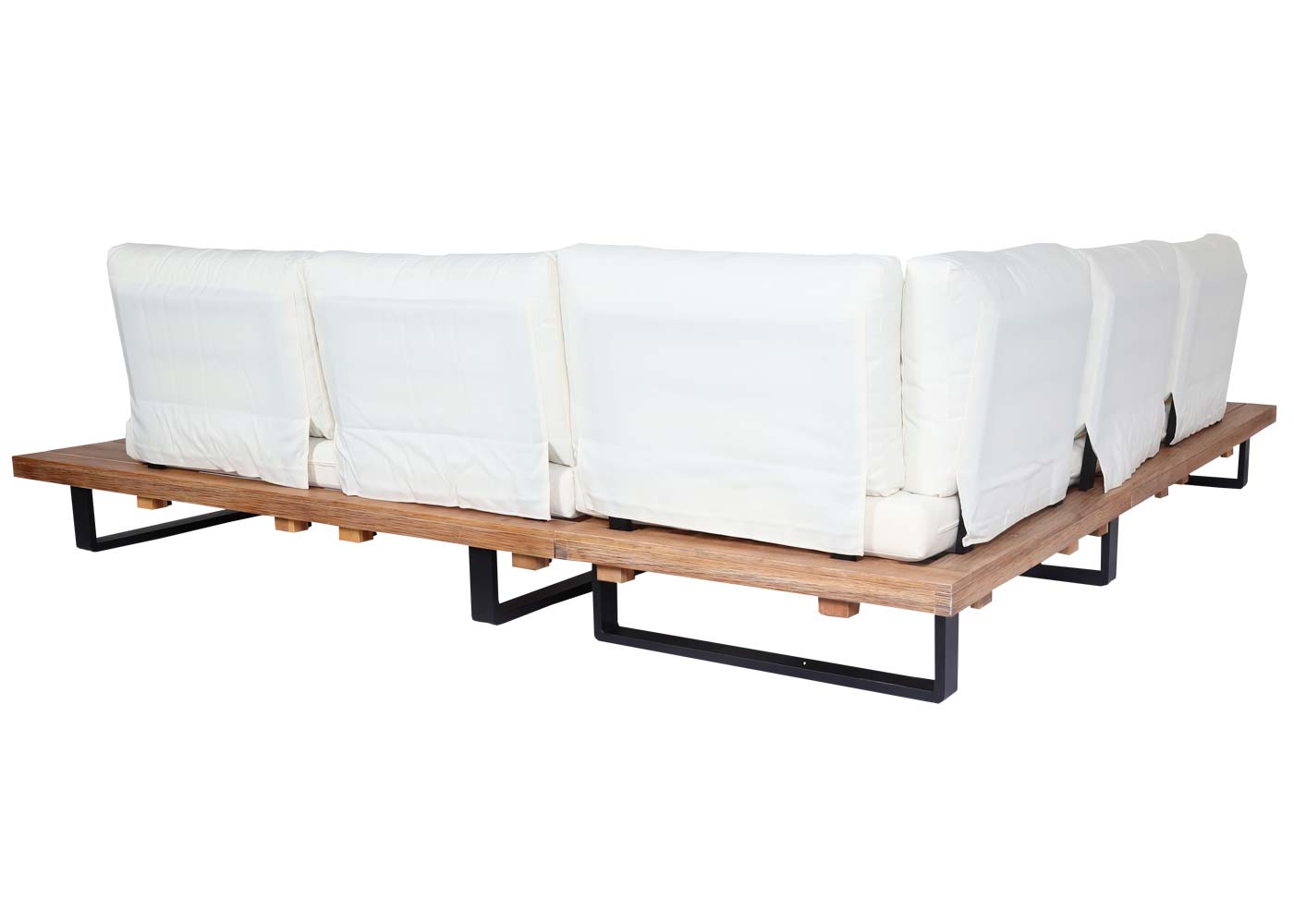 Cosmo Casa - Tuinset met Fauteuil - Loungebank & Fauteuil - Gesponnen Poly & Acaciahout & Aluminium - Lichtbruin - Bekleding Crèmewit