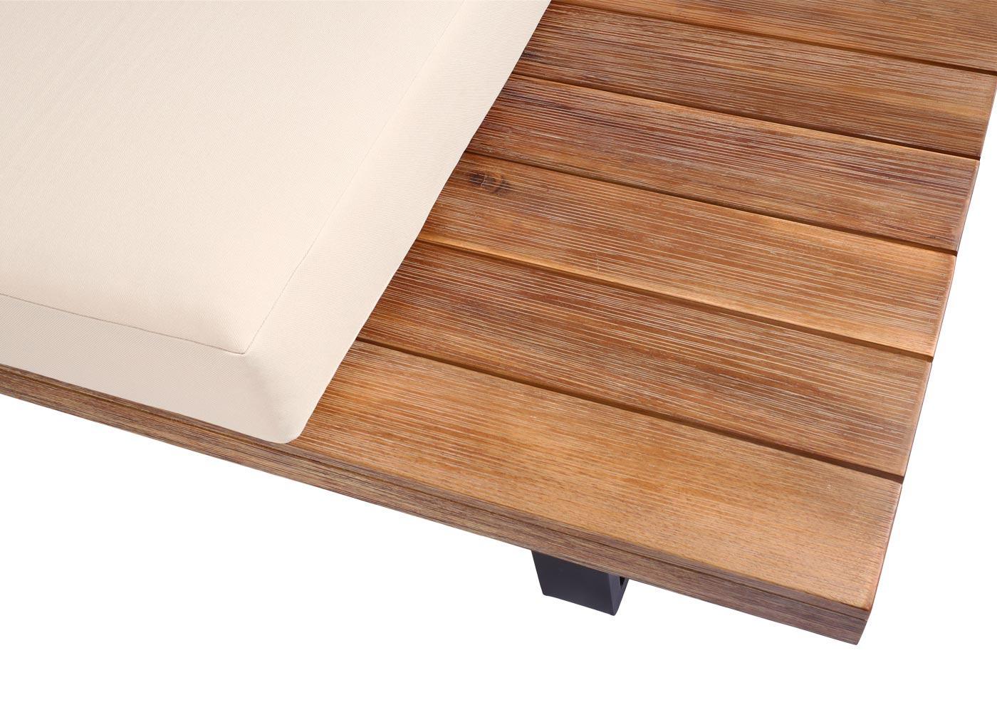 Cosmo Casa - Tuinset - Zitgroep Lounge - Gesponnen Poly & Acaciahout & Aluminium - Lichtbruin - Bekleding Beige