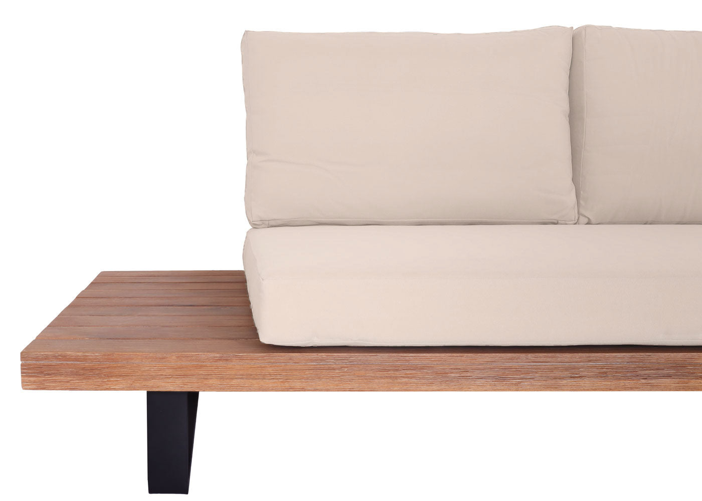 Cosmo Casa - Tuinset met Fauteuil - Loungebank & Fauteuil - Gesponnen Poly & Acaciahout & Aluminium - Lichtbruin - Bekleding Beige