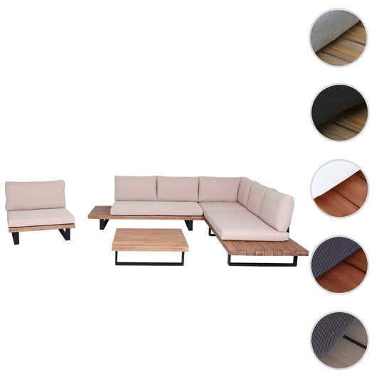 Cosmo Casa - Tuinset met Fauteuil - Loungebank & Fauteuil - Gesponnen Poly & Acaciahout & Aluminium - Lichtbruin - Bekleding Beige