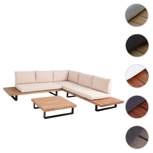 Cosmo Casa - Tuinset - Zitgroep Lounge - Gesponnen Poly & Acaciahout & Aluminium - Lichtbruin - Bekleding Beige