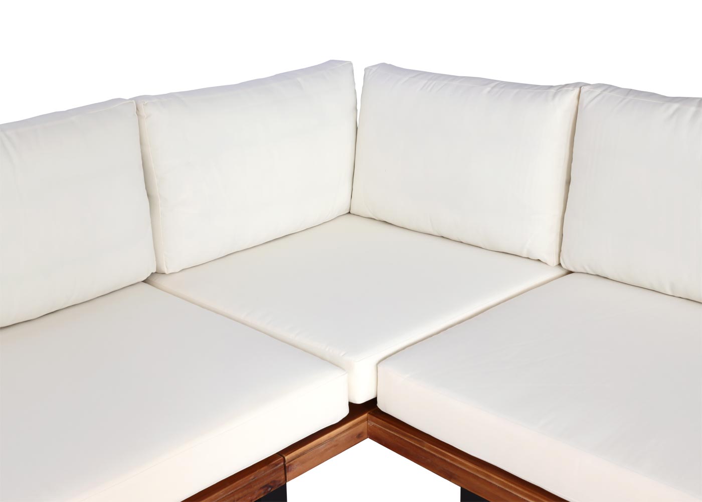 Cosmo Casa - Tuinset Zitgroep Lounge met Bank - Gesponnen Poly & Acaciahout & Aluminium - Bruin - Bekleding Crèmekleurig