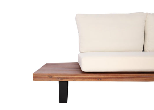 Cosmo Casa - Tuinset met Fauteuil - Loungebank - Gesponnen Poly & Acaciahout & Aluminium - Bruin - Bekleding Crèmekleurig