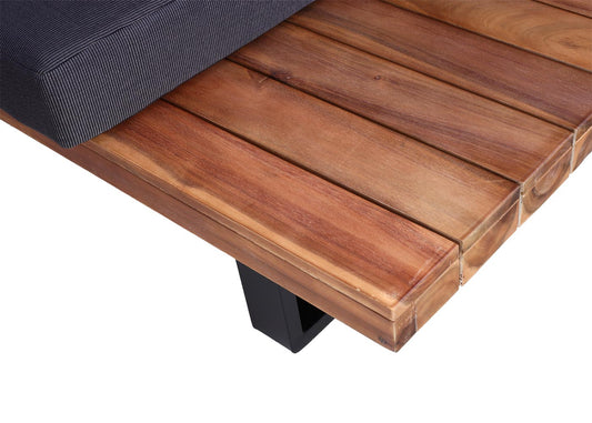 Cosmo Casa - Tuinset Zitgroep Lounge met Bank - Gesponnen Poly & Acaciahout & Aluminium - Bruin - Bekleding Donkergrijs