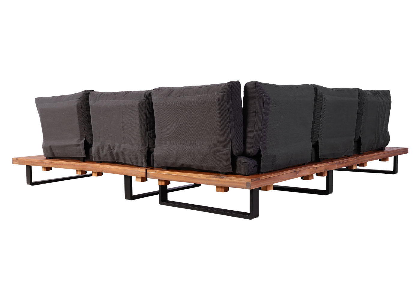 Cosmo Casa - Tuinset met Fauteuil - Loungebank - Gesponnen Poly & Acaciahout & Aluminium - Bruin - Bekleding Donkergrijs