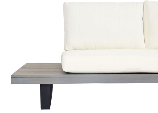 Cosmo Casa - Tuinset - Zitgroep Lounge - Gesponnen Poly & Acaciahout & Aluminium - Grijs - Bekleding Crèmewit