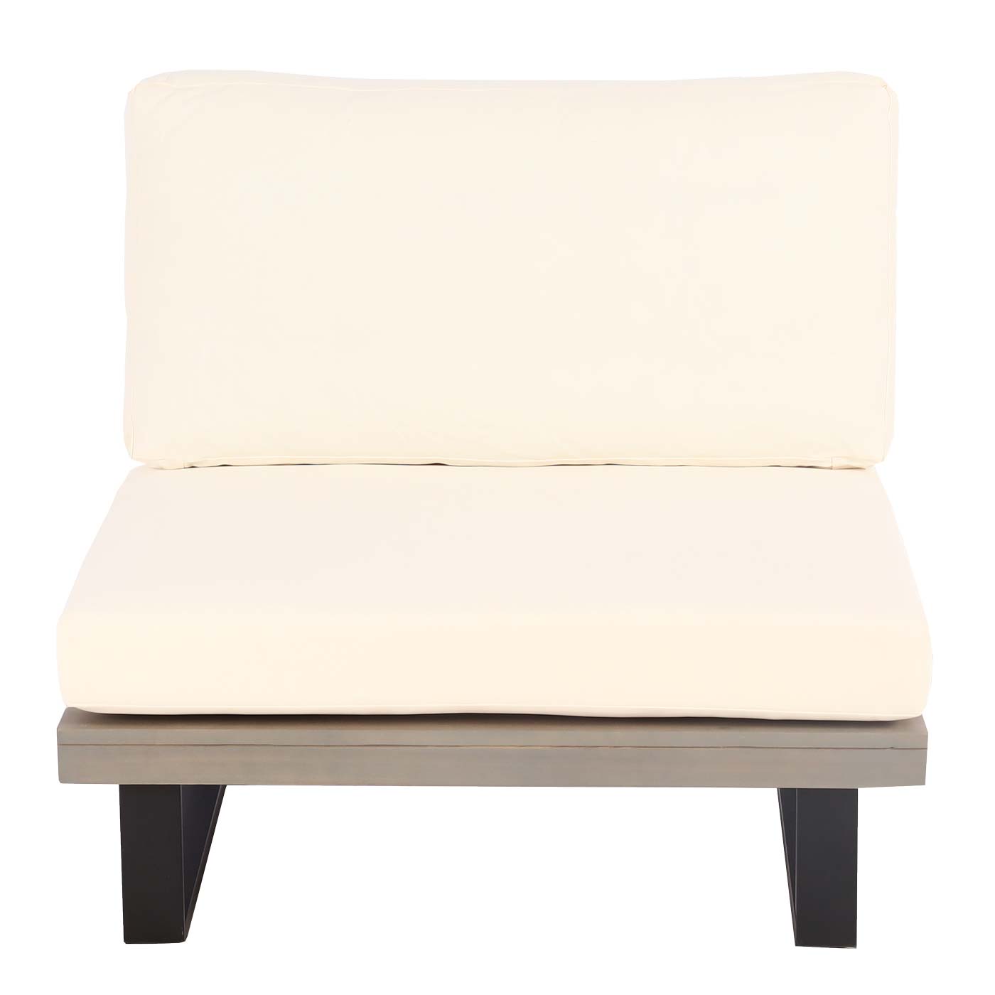 Cosmo Casa - Tuinset met Fauteuil - Loungebank & Fauteuil - Gesponnen Poly & Acaciahout & Aluminium - Grijs - Bekleding Crèmewit