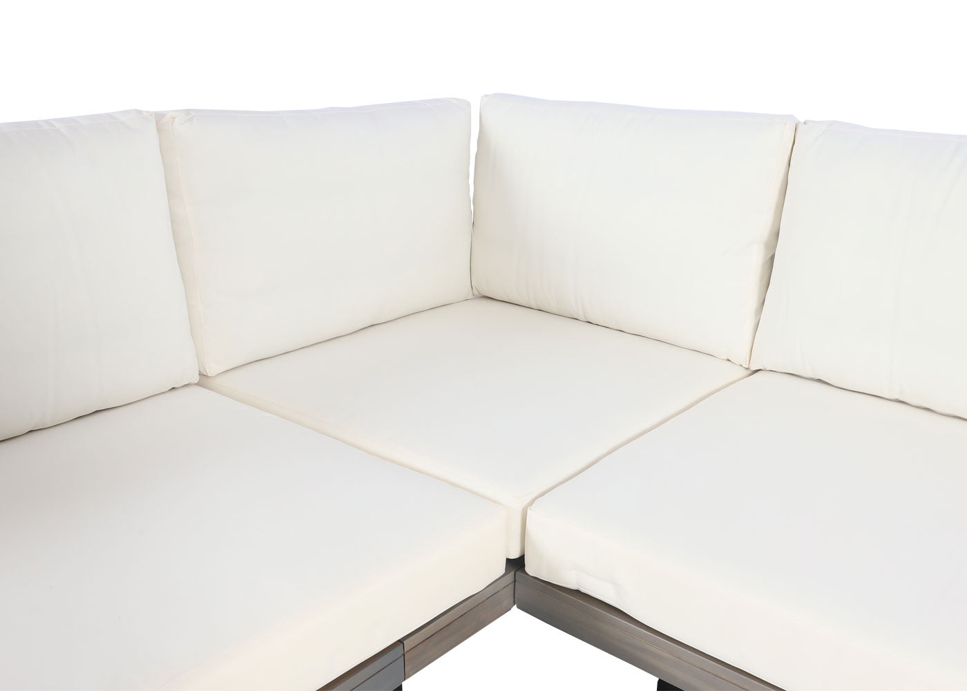 Cosmo Casa - Tuinset met Fauteuil - Loungebank & Fauteuil - Gesponnen Poly & Acaciahout & Aluminium - Grijs - Bekleding Crèmewit