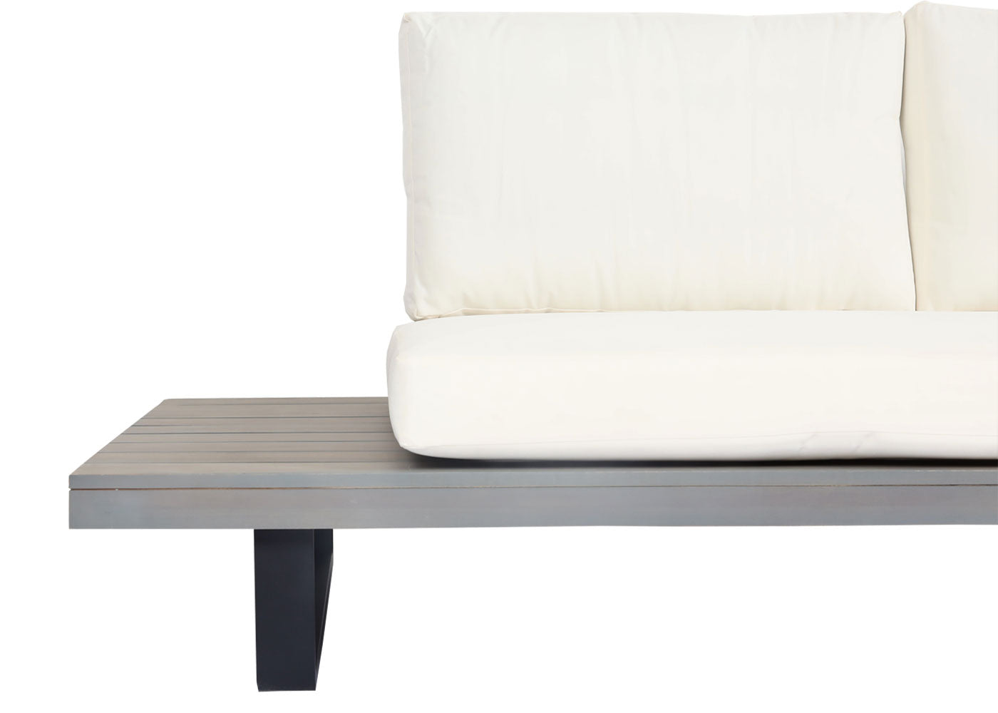 Cosmo Casa - Tuinset met Fauteuil - Loungebank & Fauteuil - Gesponnen Poly & Acaciahout & Aluminium - Grijs - Bekleding Crèmewit