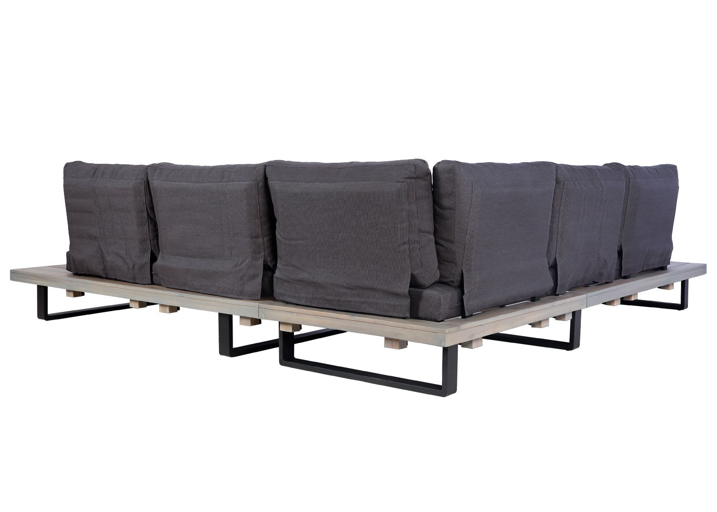 Cosmo Casa - Tuinset Zitgroep Lounge met Bank - Gesponnen Poly & Aluminium - Grijs - Bekleding Donkergrijs